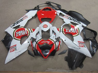 ABS Kit Carenatura Moto Suzuki GSXR 1000 K5 2005-2006 - Bianco Lucky Strike Rosso Motul