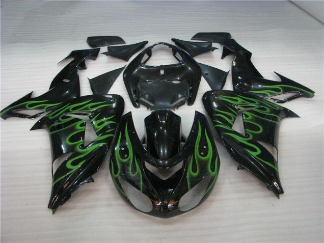 Carene Moto Kawasaki ZX10R 2006-2007 - Nero Verde Fiamma