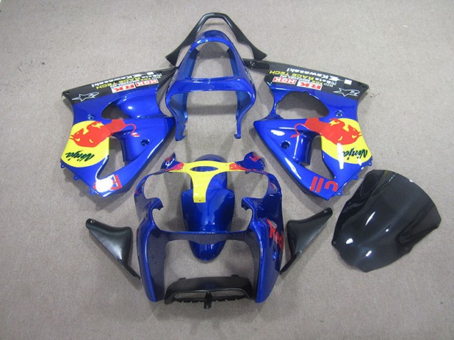 Carene Moto Kawasaki ZX6R 2000-2002 - Blu Red Bull Ninja