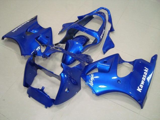 Carene Moto Kawasaki ZX6R 2000-2002 - Blu con Bianco Decalcomanie
