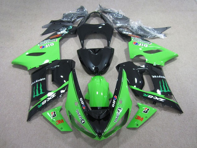 Carene Moto Kawasaki ZX6R 2005-2006 - Nero Verde 3M Touch4 Monster