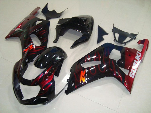 Carene Moto Suzuki GSXR 750 K1 K2 K3 2001-2003 - Nero Rosso Fiamma