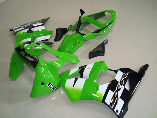 Kit Carenatura Motocicletta Completo ABS Kawasaki ZX6R 2000-2002 - Verde Nero