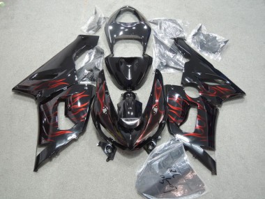 Kits Carenatura Moto Completa Kawasaki ZX6R 2005-2006 - Nero Rosso Fiamma